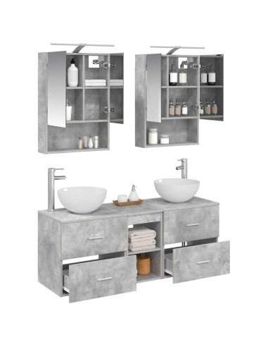 Set di mobili per il bagno 5 pcs Grigio Cemento