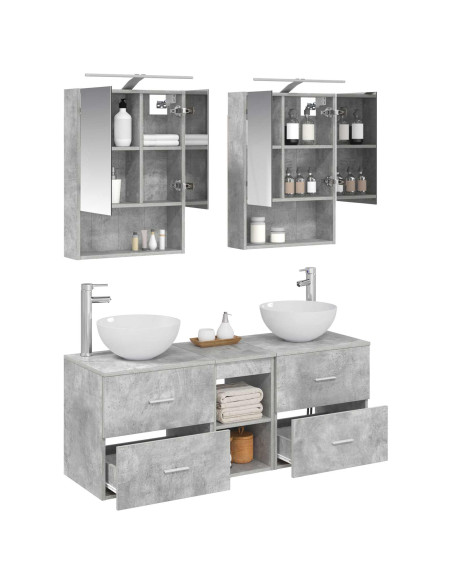 Set di mobili per il bagno 5 pcs Grigio Cemento