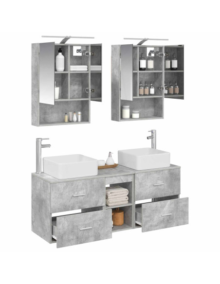 Set di mobili per il bagno 5 pcs Grigio Cemento