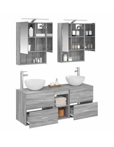 Set di mobili per il bagno 5 pcs Sonoma grigio