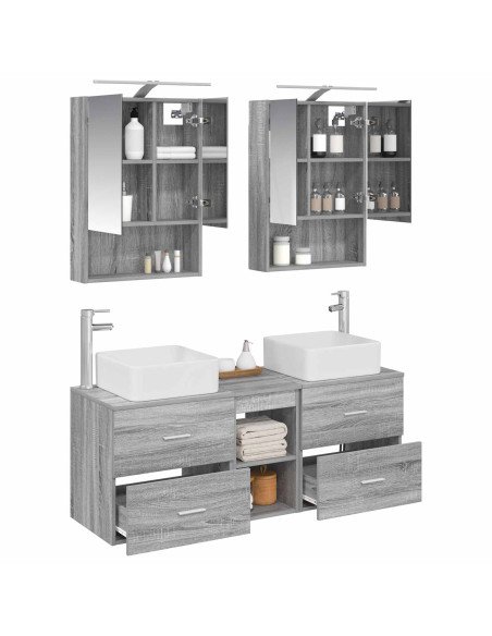 Set di mobili per il bagno 5 pcs Sonoma grigio