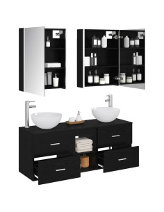 Set di mobili per il bagno 5 pcs Rovere Nero 2