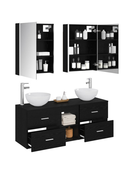 Set di mobili per il bagno 5 pcs Rovere Nero