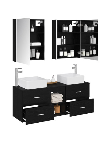 Set di mobili per il bagno 5 pcs Rovere Nero