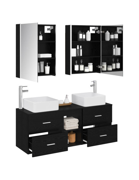 Set di mobili per il bagno 5 pcs Rovere Nero