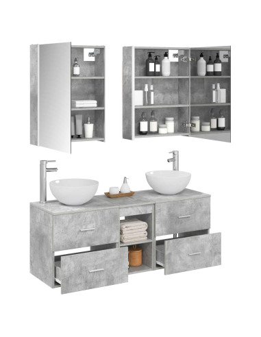 Set di mobili per il bagno 5 pcs Grigio Cemento