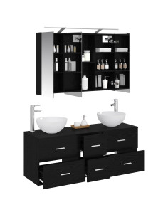Set di mobili per il bagno 4 pcs Rovere Nero 2
