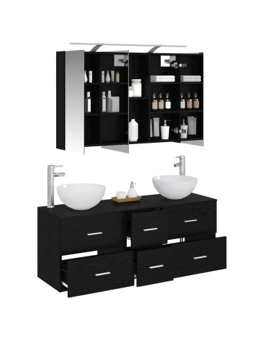 Set di mobili per il bagno 4 pcs Rovere Nero