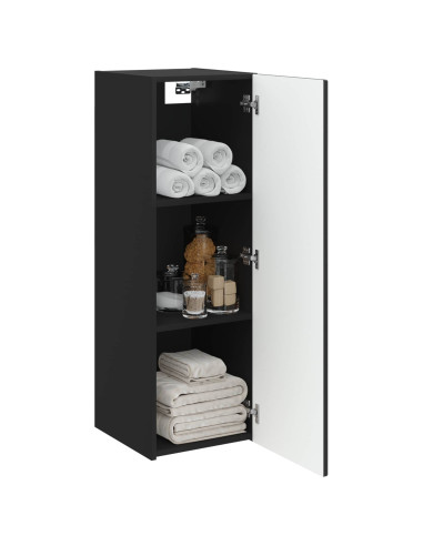 Mobiletto da Bagno a Muro Nero 33 x 34,5 x 100 cm
