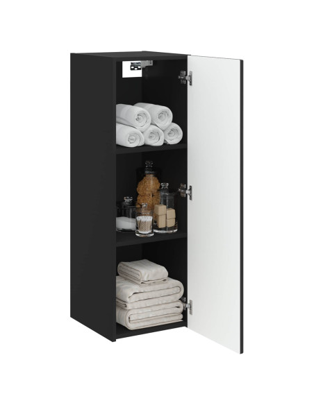 Mobiletto da Bagno a Muro Nero 33 x 34,5 x 100 cm