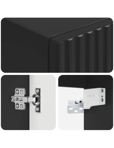 Mobiletto da Bagno a Muro Nero 33 x 34,5 x 100 cm
