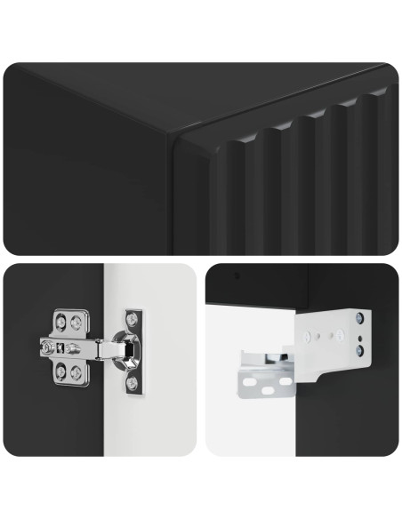 Mobiletto da Bagno a Muro Nero 33 x 34,5 x 100 cm