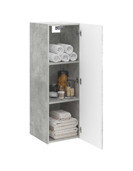 Mobiletto da Bagno a Muro Grigio Cemento 33 x 34,5 x 100 cm