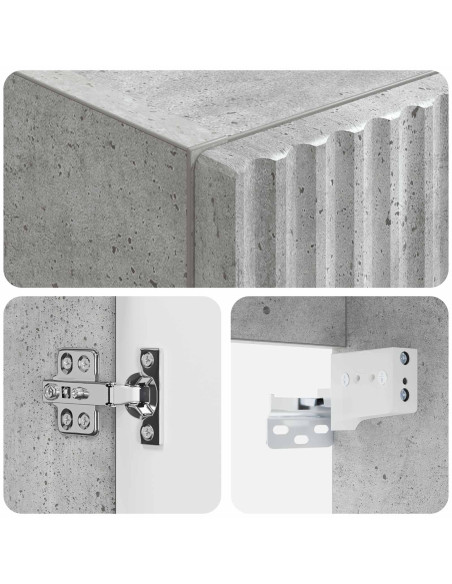 Mobiletto da Bagno a Muro Grigio Cemento 33 x 34,5 x 100 cm