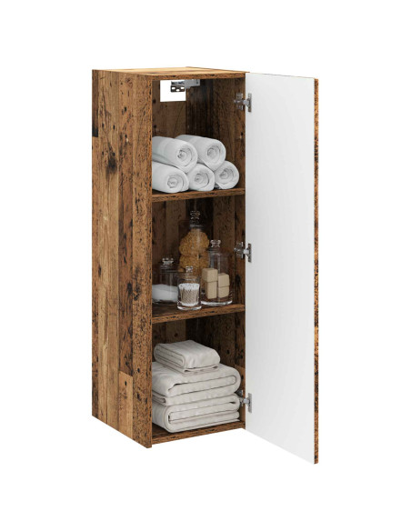 Mobiletto da Bagno a Muro Legno antico 33 x 34,5 x 100 cm