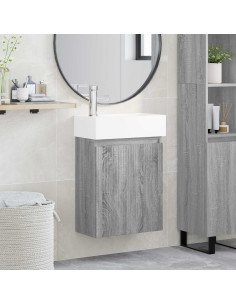 Mobile bagno con rubinetto Sonoma grigio 45,5 x 22,5 x 84 cm