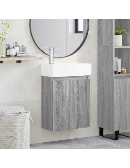 Mobile bagno con rubinetto Sonoma grigio 45,5 x 22,5 x 84 cm