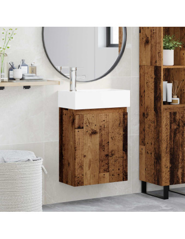 Mobile bagno con rubinetto Legno antico 45,5 x 22,5 x 84 cm