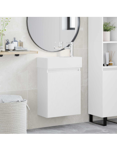 Mobile bagno con rubinetto Bianco 45,5 x 22,5 x 84 cm