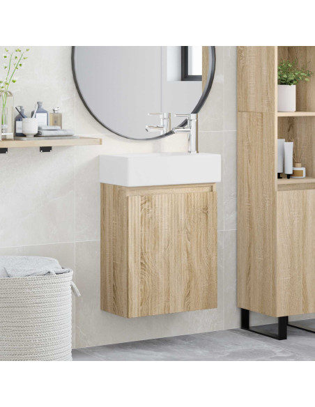 Mobile bagno con rubinetto Rovere Sonoma 45,5 x 22,5 x 84 cm