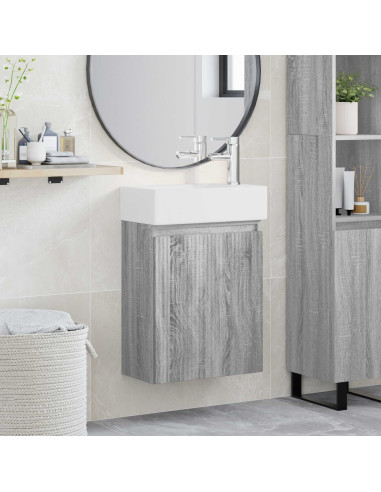 Mobile bagno con rubinetto Sonoma grigio 45,5 x 22,5 x 84 cm
