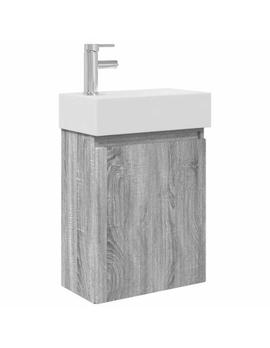 Mobile bagno con rubinetto Sonoma grigio 45,5 x 22,5 x 84 cm