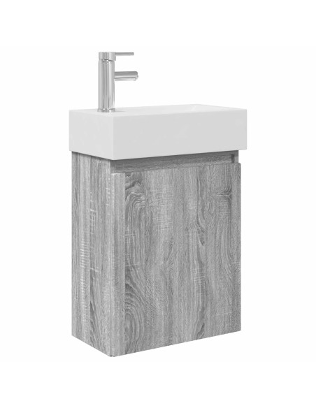 Mobile bagno con rubinetto Sonoma grigio 45,5 x 22,5 x 84 cm