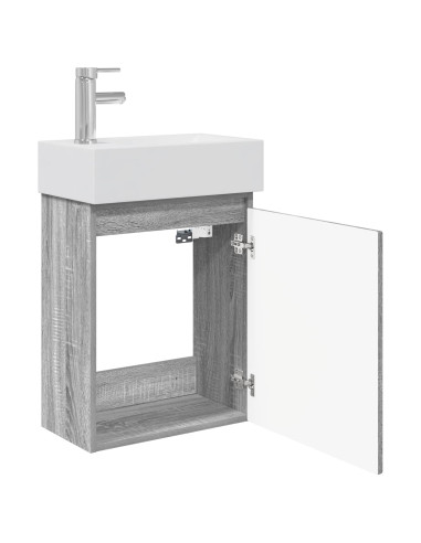Mobile bagno con rubinetto Sonoma grigio 45,5 x 22,5 x 84 cm