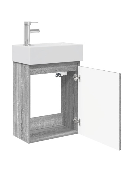 Mobile bagno con rubinetto Sonoma grigio 45,5 x 22,5 x 84 cm