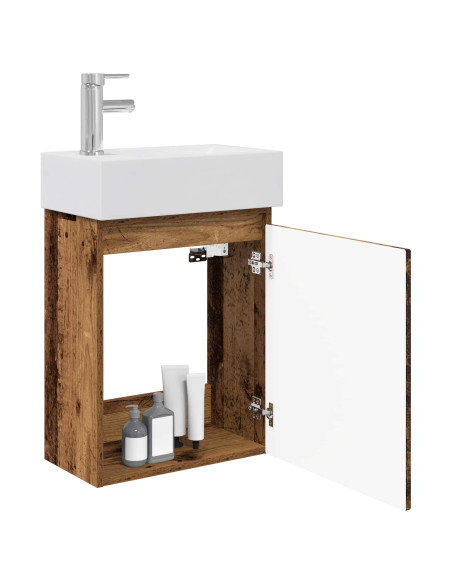 Mobile bagno con rubinetto Legno antico 45,5 x 22,5 x 84 cm