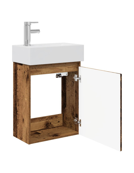 Mobile bagno con rubinetto Legno antico 45,5 x 22,5 x 84 cm
