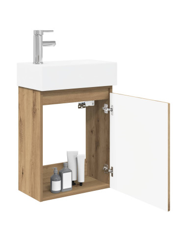 Mobile bagno con rubinetto Rovere Artigianale