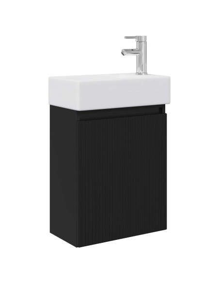 Mobile bagno con rubinetto Nero 45,5 x 22,5 x 84 cm