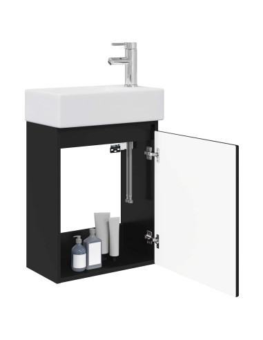 Mobile bagno con rubinetto Nero 45,5 x 22,5 x 84 cm