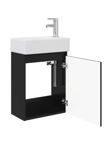Mobile bagno con rubinetto Nero 45,5 x 22,5 x 84 cm
