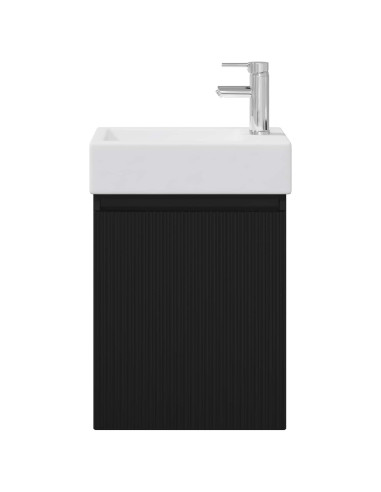 Mobile bagno con rubinetto Nero 45,5 x 22,5 x 84 cm