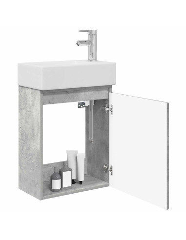 Mobile bagno con rubinetto Grigio Cemento 45,5 x 22,5 x 84 cm