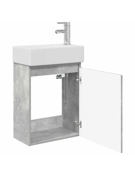 Mobile bagno con rubinetto Grigio Cemento 45,5 x 22,5 x 84 cm