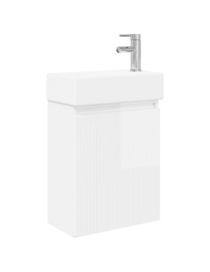 Mobile bagno con rubinetto Bianco Lucido 45,5 x 22,5 x 84 cm 2