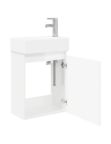 Mobile bagno con rubinetto Bianco Lucido 45,5 x 22,5 x 84 cm