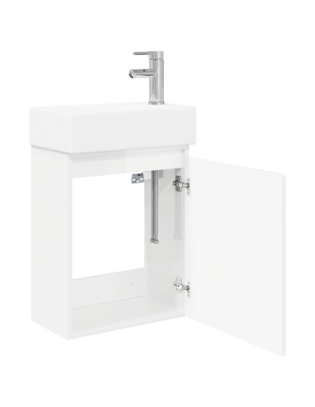Mobile bagno con rubinetto Bianco Lucido 45,5 x 22,5 x 84 cm