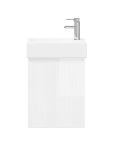 Mobile bagno con rubinetto Bianco Lucido 45,5 x 22,5 x 84 cm