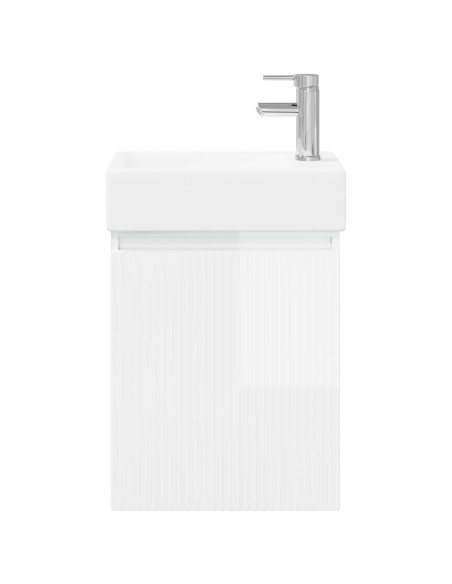 Mobile bagno con rubinetto Bianco Lucido 45,5 x 22,5 x 84 cm