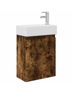 Mobile bagno con rubinetto Rovere Fumo 45,5 x 22,5 x 84 cm 2