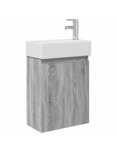 Mobile bagno con rubinetto Sonoma grigio 45,5 x 22,5 x 84 cm 2