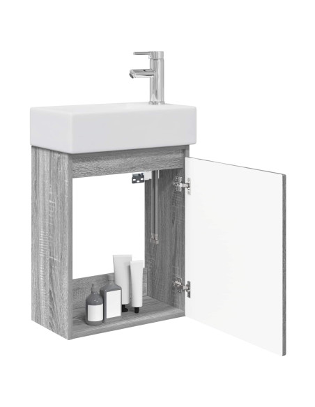 Mobile bagno con rubinetto Sonoma grigio 45,5 x 22,5 x 84 cm