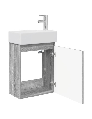 Mobile bagno con rubinetto Sonoma grigio 45,5 x 22,5 x 84 cm