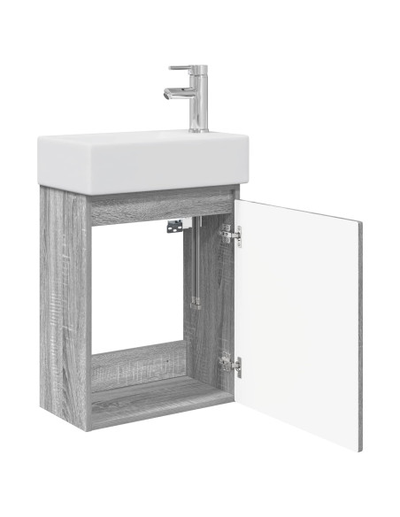 Mobile bagno con rubinetto Sonoma grigio 45,5 x 22,5 x 84 cm