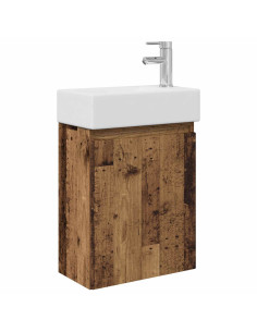Mobile bagno con rubinetto Legno antico 45,5 x 22,5 x 84 cm 2