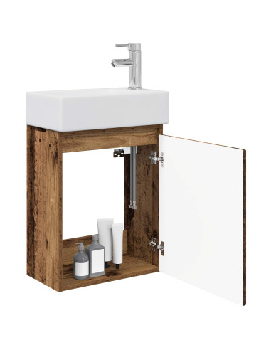 Mobile bagno con rubinetto Legno antico 45,5 x 22,5 x 84 cm
